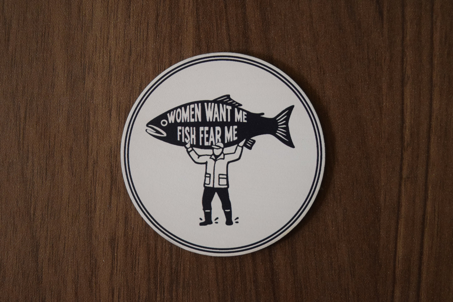 "Women Want Me Fish Fear Me" Beige/Black UV Printed Patch