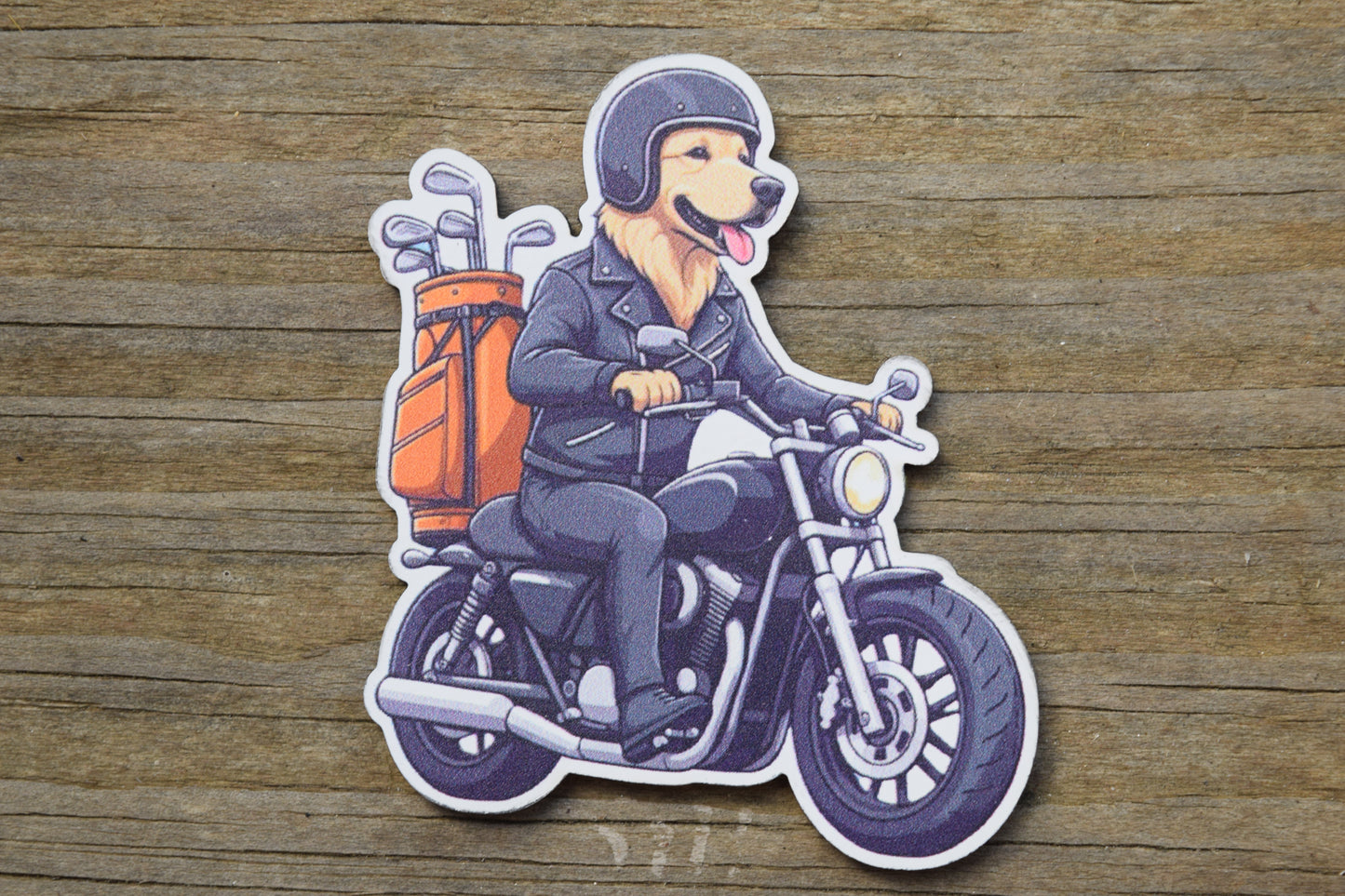 "Golfing Biker Dog" UV Printed Patches