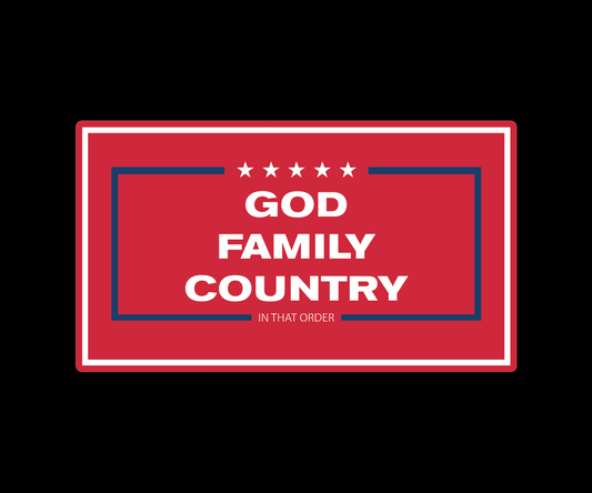 "GOD, FAMILY,COUNTRY" UV Printed Patches. (RED)
