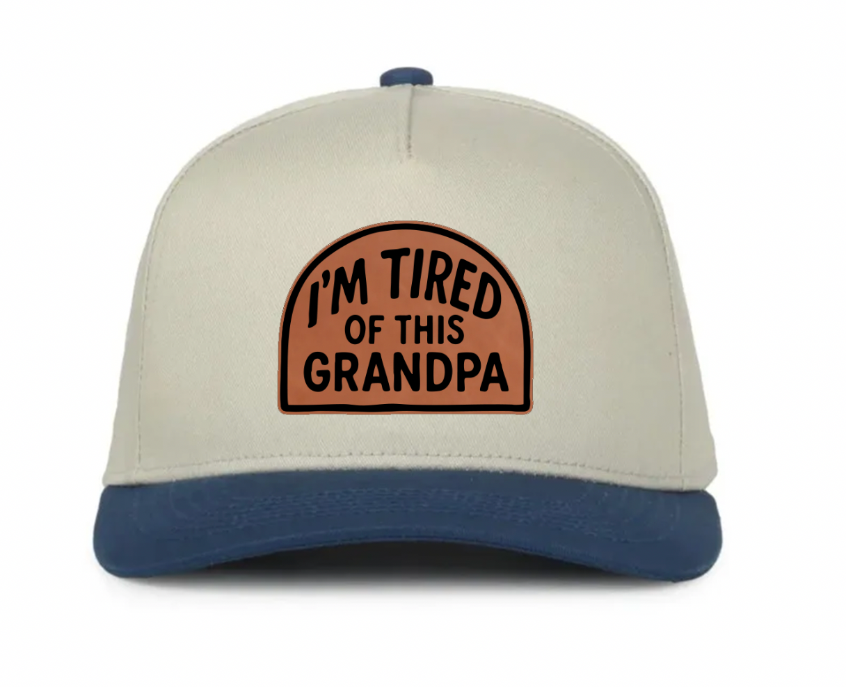 "I'm Tired of This Grandpa" Leatherette Patches