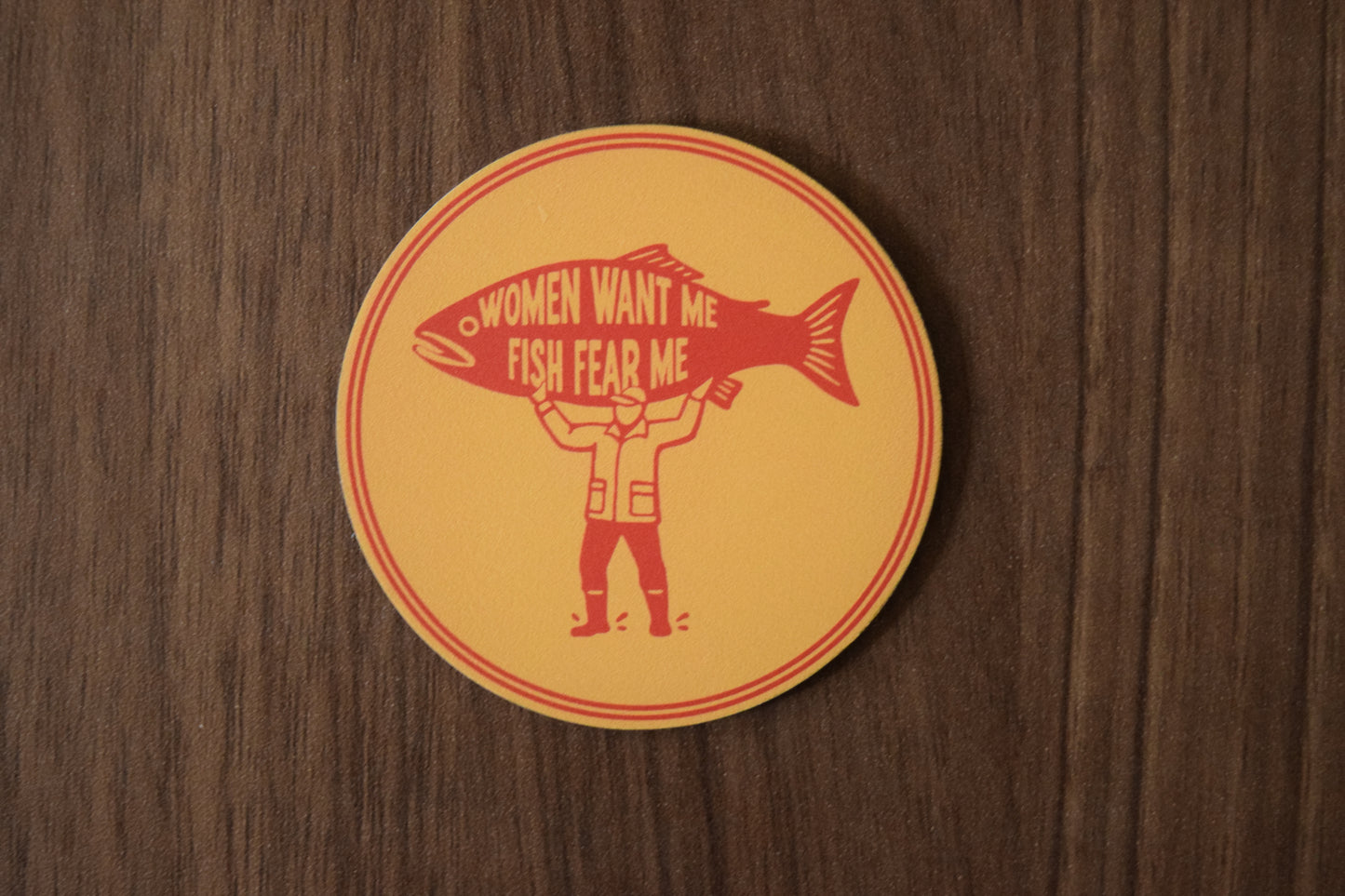 "Women Want Me Fish Fear Me" Yellow/Red UV Printed Patch