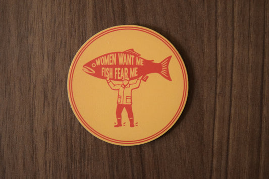 "Women Want Me Fish Fear Me" Yellow/Red UV Printed Patch