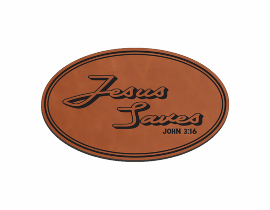 "Jesus Saves" Leatherette Patches