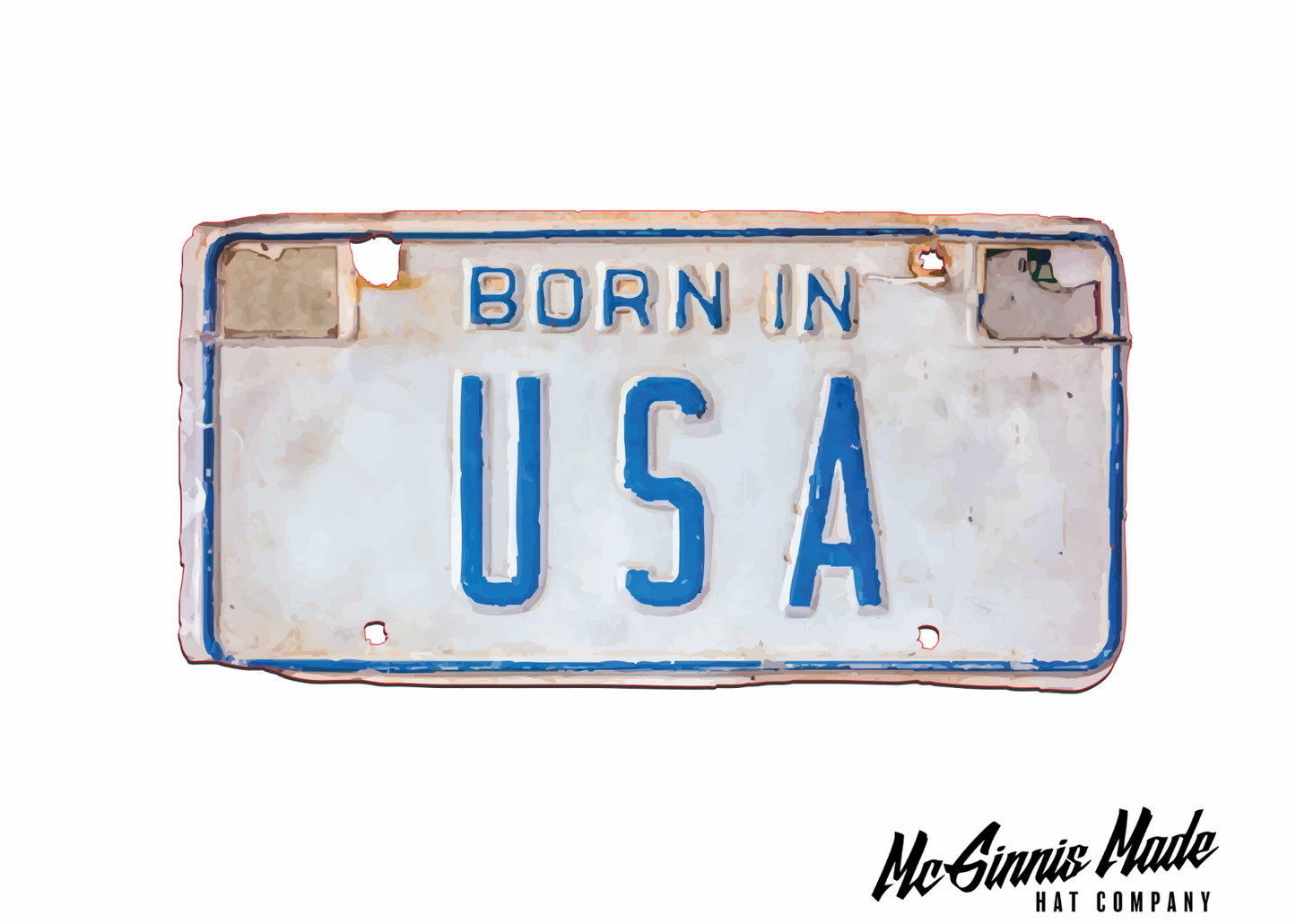"Born in USA License Plate" UV Printed Patches