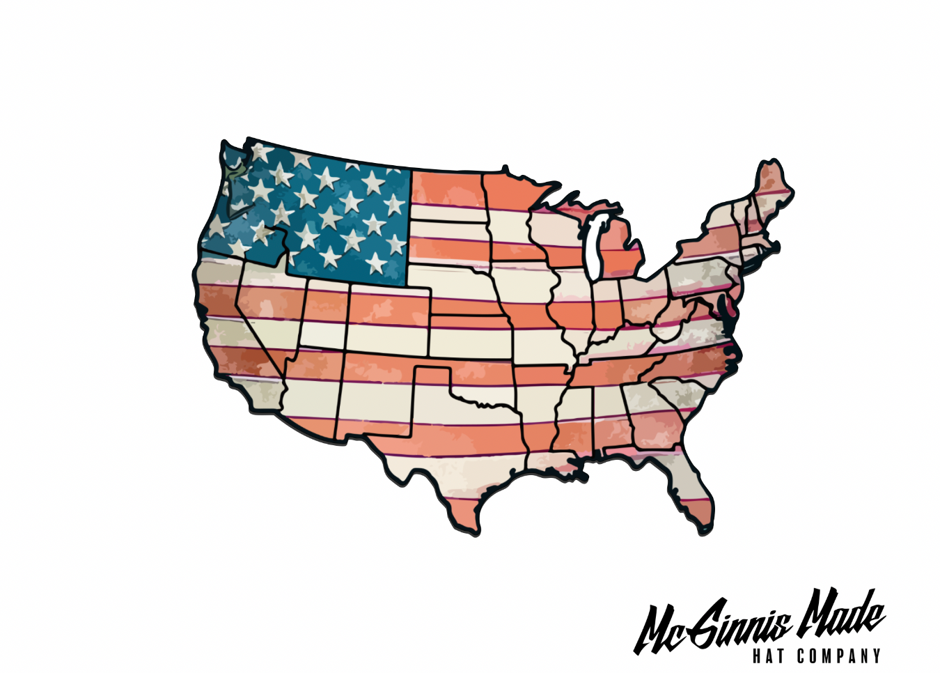 "America Outline" UV Printed Patches